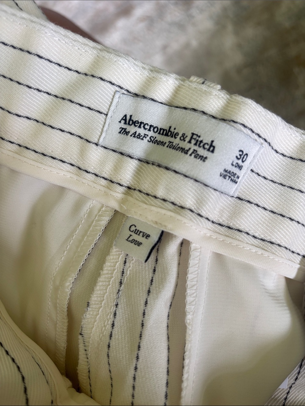 NWT Sloane Tailored Pants Cream Stripe Curve Love 30 Long - Picture 7 of 7